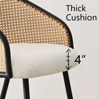 Chaises de salle à manger (lot de 2), Fauteuil moderne rembourré avec dossier en rotin tissé et pieds en métal noir - Panipeachy