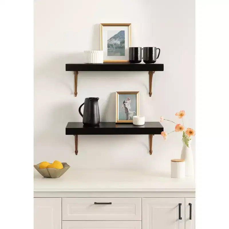 Ensemble de 2 étagères murales flottantes Hatley de Kate and Laurel, noires, 61 cm