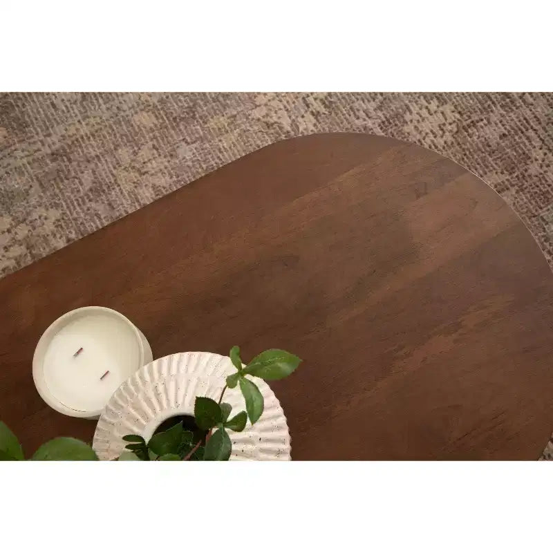 Table basse ovale en bois Kate et Laurel Conan, 38x20x17, marron noyer