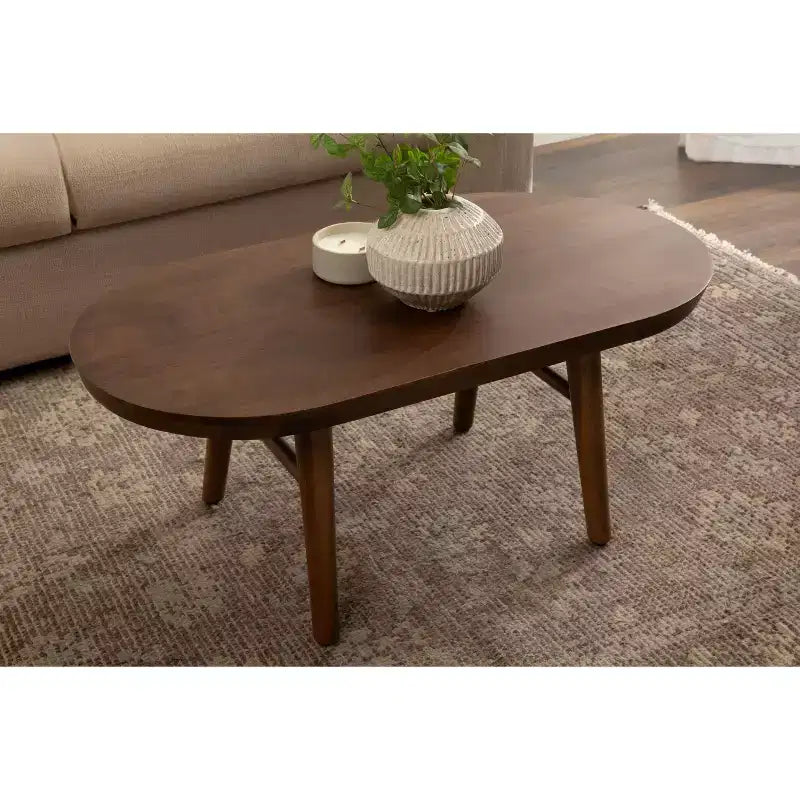 Table basse ovale en bois Kate et Laurel Conan, 38x20x17, marron noyer