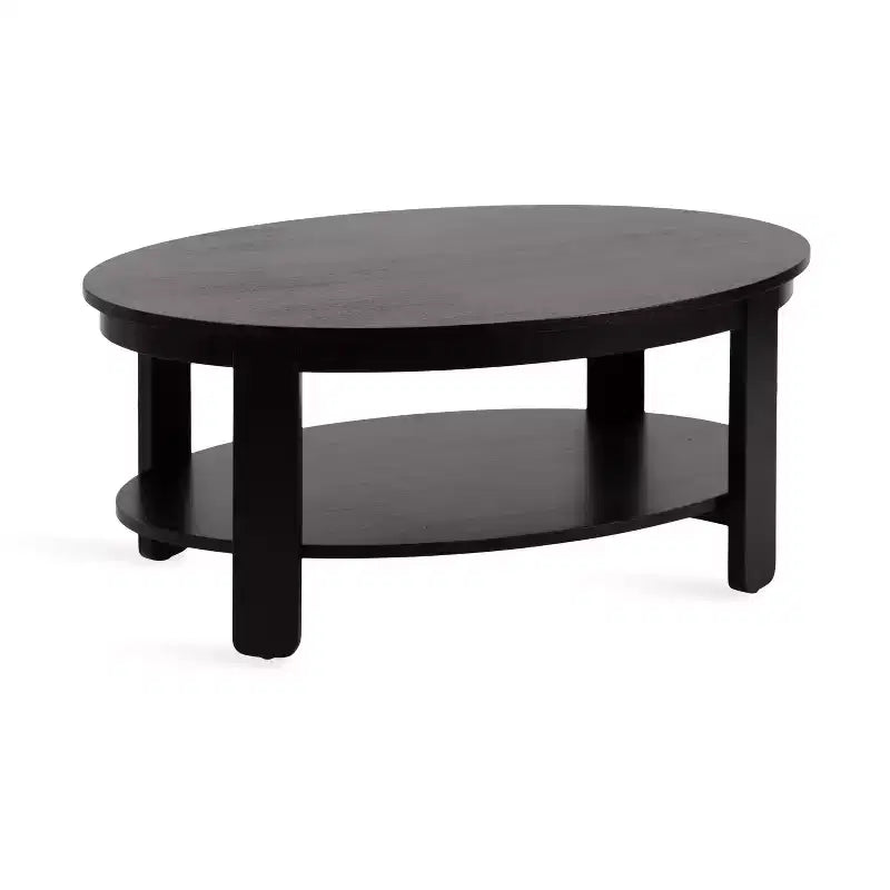 Kate and Laurel Foxford Oval Wood Coffee Table, 38x24x18, Black