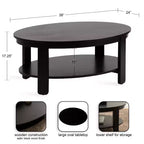 Table basse ovale en bois Foxford de Kate et Laurel, 38x24x18, noire