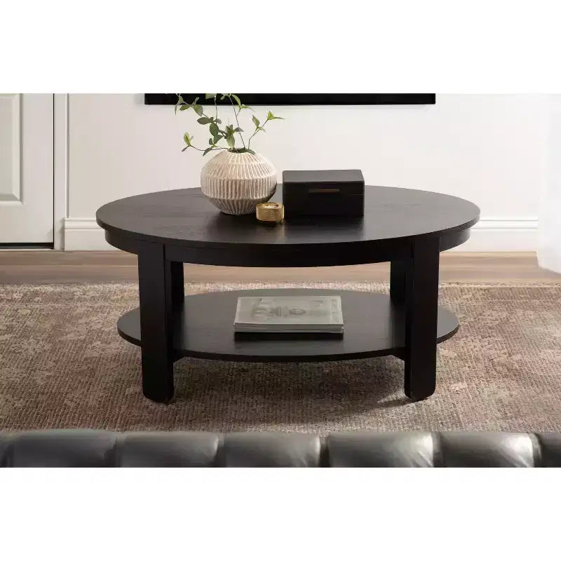 Table basse ovale en bois Foxford de Kate et Laurel, 38x24x18, noire