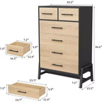 Commode Acekool à 6 tiroirs, Armoire de Rangement Haute avec Pieds Modernes pour Chambre ou Salon, 118,4 cm