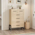 Commode Acekool à 6 tiroirs, Armoire de Rangement Haute avec Pieds Modernes pour Chambre ou Salon, 118,4 cm