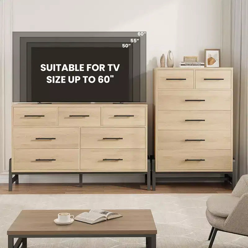 Commode Acekool à 6 tiroirs, Armoire de Rangement Haute avec Pieds Modernes pour Chambre ou Salon, 118,4 cm