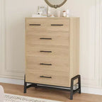 Commode Acekool à 6 tiroirs, Armoire de Rangement Haute avec Pieds Modernes pour Chambre ou Salon, 118,4 cm