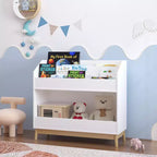 Étagère de présentation de livres pour tout-petits avec rangement, organisateur de bibliothèque en bois pour chambre à coucher ou salle de jeux, blanc