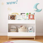 Étagère de présentation de livres pour tout-petits avec rangement, organisateur de bibliothèque en bois pour chambre à coucher ou salle de jeux, blanc
