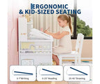 Bureau et chaise d'étude pour enfants avec rangement, Bureau d'étude pour enfants avec étagère et plateau inclinable, Table en bois pour enfants avec meuble de rangement