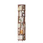 Étagère à Livres Rotative en Bois à 6 Niveaux, Tour de Rangement Pivotante à 360° pour Enfants, Étagère à roulettes Étroite pour Petits Espaces, Coin, Chambre, Bureau, Noyer