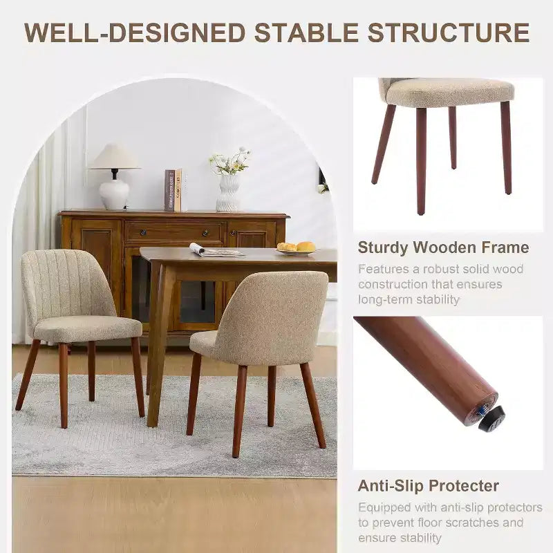 Lot de 2 chaises de salle à manger, chaise d'appoint avec rembourrage confortable et pieds en bois robustes, pour cuisine, salle à manger, restaurant et café