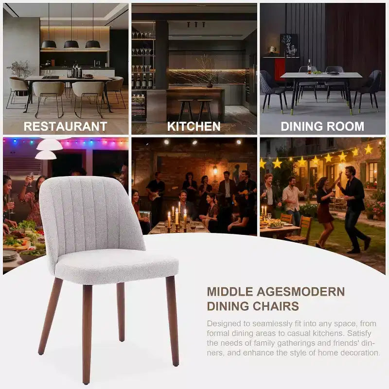 Lot de 2 chaises de salle à manger, chaise d'appoint avec rembourrage confortable et pieds en bois robustes, pour cuisine, salle à manger, restaurant et café