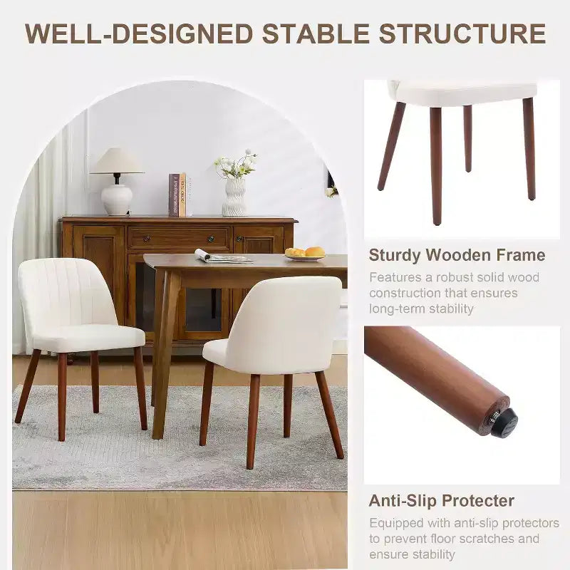Lot de 2 chaises de salle à manger, chaise d'appoint avec rembourrage confortable et pieds en bois robustes, pour cuisine, salle à manger, restaurant et café