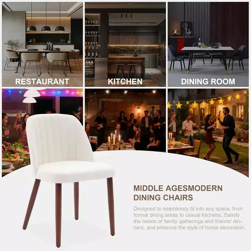 Lot de 2 chaises de salle à manger, chaise d'appoint avec rembourrage confortable et pieds en bois robustes, pour cuisine, salle à manger, restaurant et café