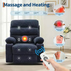 Fauteuil à bascule massant à 8 points de vibration et rotation à 360° pour adulte, chauffage lombaire, avec poches latérales, porte-gobelet, coussin moelleux, dossier et repose-pieds