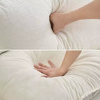 Canapé modulable 3 places en chenille en forme de L avec pouf/2 coussins/poches latérales en fausse fourrure pour salon/chambre, beige