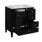 Meuble-lavabo de salle de bain 30 po avec tiroirs, Meuble de rangement de salle de bain avec lavabo simple