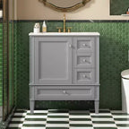 Meuble-lavabo de salle de bain 30 po avec tiroirs, Meuble de rangement de salle de bain avec lavabo simple