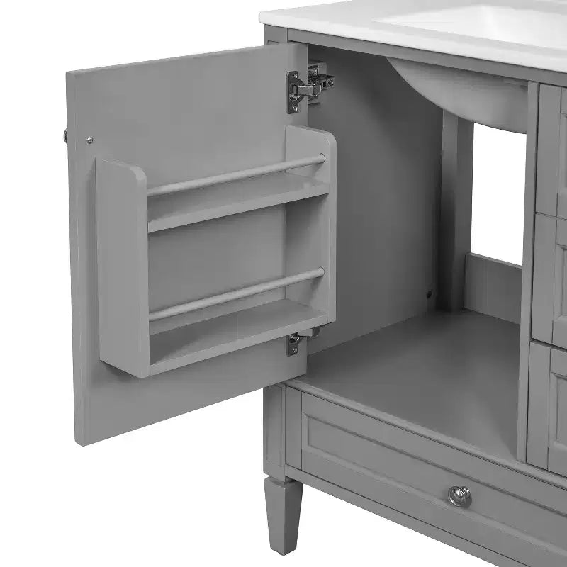Meuble-lavabo de salle de bain 30 po avec tiroirs, Meuble de rangement de salle de bain avec lavabo simple