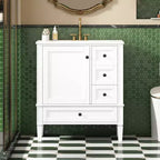 Meuble-lavabo de salle de bain 30 po avec tiroirs, Meuble de rangement de salle de bain avec lavabo simple