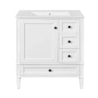 Meuble-lavabo de salle de bain 30 po avec tiroirs, Meuble de rangement de salle de bain avec lavabo simple