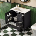 Meuble-lavabo de salle de bain 30 po avec tiroirs, Meuble de rangement de salle de bain avec lavabo simple