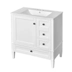 Meuble-lavabo de salle de bain 30 po avec tiroirs, Meuble de rangement de salle de bain avec lavabo simple