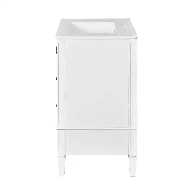 Meuble-lavabo de salle de bain 30 po avec tiroirs, Meuble de rangement de salle de bain avec lavabo simple