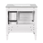 Meuble-lavabo de salle de bain 30 po avec tiroirs, Meuble de rangement de salle de bain avec lavabo simple