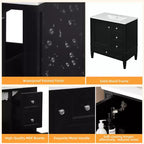 Meuble-lavabo de salle de bain 30 po avec tiroirs, Meuble de rangement de salle de bain avec lavabo simple
