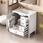 Meuble-lavabo de salle de bain 30 po avec tiroirs, Meuble de rangement de salle de bain avec lavabo simple