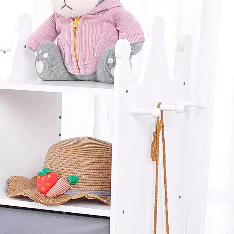 Armoire de déguisement pour enfants avec miroir éclairé, organisateur de costumes avec penderie, étagères, bacs et crochets, armoire de rangement pour chambre de fille