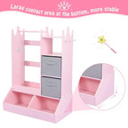 Armoire de déguisement pour enfants avec miroir éclairé, organisateur de costumes avec penderie, étagères, bacs et crochets, armoire de rangement pour chambre de fille