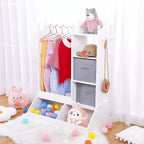 Armoire de déguisement pour enfants avec miroir éclairé, organisateur de costumes avec penderie, étagères, bacs et crochets, armoire de rangement pour chambre de fille