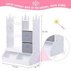 Armoire de déguisement pour enfants avec miroir éclairé, organisateur de costumes avec penderie, étagères, bacs et crochets, armoire de rangement pour chambre de fille