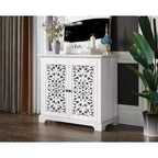 Meuble de Rangement de Cuisine avec 2 Portes Sculptées et CreusesBuffet, Table Console, Meuble Bar d'Appoint pour Salle à Manger ou Salon