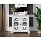 Meuble de Rangement de Cuisine avec 2 Portes Sculptées et CreusesBuffet, Table Console, Meuble Bar d'Appoint pour Salle à Manger ou Salon