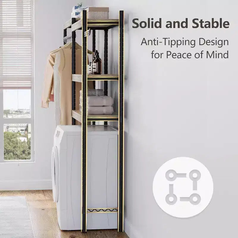 Étagères au-dessus de la machine à laver et du sèche-linge, étagère de comptoir de 30 pouces pour buanderie, étagère de rangement robuste à 5 niveaux avec hauteur réglable pour chambre à coucher