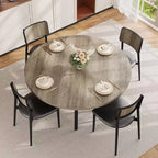 Acekool Table à manger ronde de 119,4 cm pour 4 à 6 personnes, table circulaire avec étagère de rangement, pieds en métal, pour cuisine, salon, salle à manger
