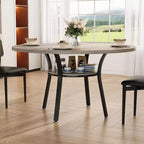 Acekool Table à manger ronde de 119,4 cm pour 4 à 6 personnes, table circulaire avec étagère de rangement, pieds en métal, pour cuisine, salon, salle à manger