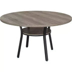 Acekool Table à manger ronde de 119,4 cm pour 4 à 6 personnes, table circulaire avec étagère de rangement, pieds en métal, pour cuisine, salon, salle à manger