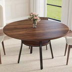 Acekool Table à manger ronde de 119,4 cm pour 4 à 6 personnes, table circulaire avec étagère de rangement, pieds en métal, pour cuisine, salon, salle à manger