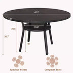 Acekool Table à manger ronde de 119,4 cm pour 4 à 6 personnes, table circulaire avec étagère de rangement, pieds en métal, pour cuisine, salon, salle à manger