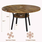 Acekool Table à manger ronde de 119,4 cm pour 4 à 6 personnes, table circulaire avec étagère de rangement, pieds en métal, pour cuisine, salon, salle à manger