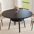 Acekool Table à manger ronde de 119,4 cm pour 4 à 6 personnes, table circulaire avec étagère de rangement, pieds en métal, pour cuisine, salon, salle à manger