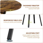 Acekool Table à manger ronde de 119,4 cm pour 4 à 6 personnes, table circulaire avec étagère de rangement, pieds en métal, pour cuisine, salon, salle à manger