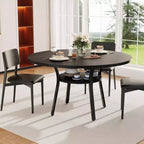 Acekool Table à manger ronde de 119,4 cm pour 4 à 6 personnes, table circulaire avec étagère de rangement, pieds en métal, pour cuisine, salon, salle à manger
