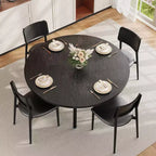 Acekool Table à manger ronde de 119,4 cm pour 4 à 6 personnes, table circulaire avec étagère de rangement, pieds en métal, pour cuisine, salon, salle à manger