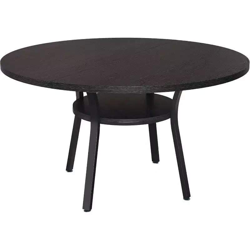Acekool Table à manger ronde de 119,4 cm pour 4 à 6 personnes, table circulaire avec étagère de rangement, pieds en métal, pour cuisine, salon, salle à manger